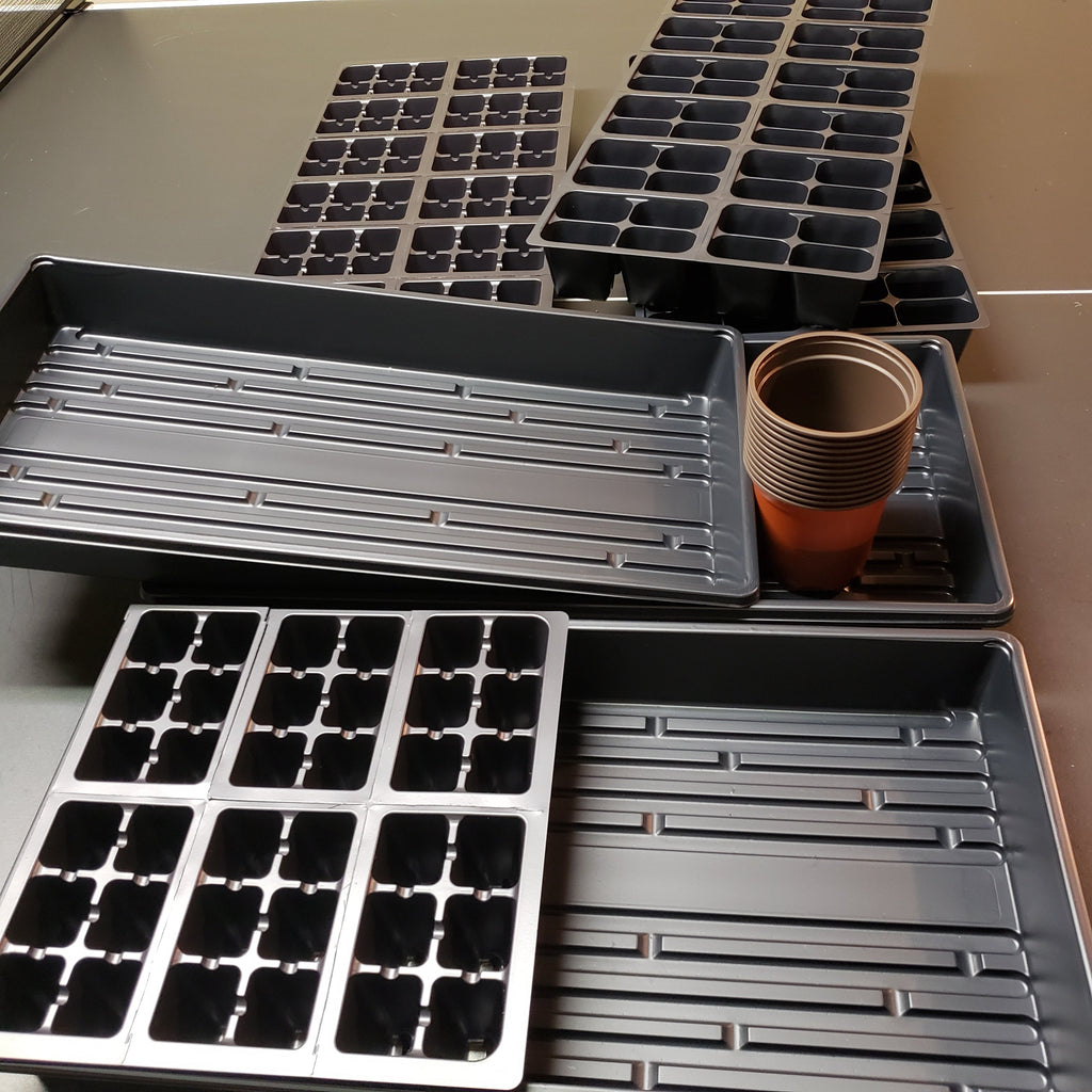 Seed Flats, Seed Starting Inserts and 4 Inch Transplant Pots 4 Flats