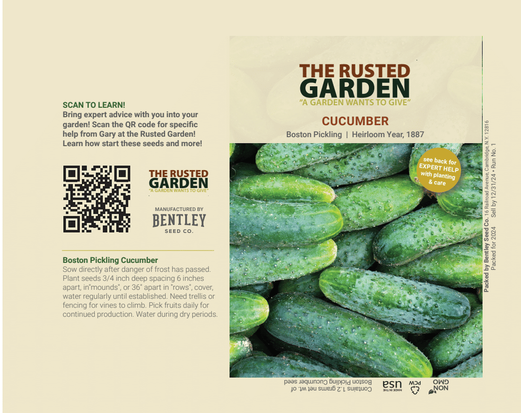 planting boston pickling cucumber seeds TRG QR Scan and Grow Seed Packs: Cucumber Boston Pickling – The Rusted Garden