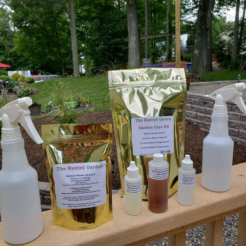 Garden Care Kit w/ TWO Spray Bottles 4 oz. Neem Oil, Peppermint Oil, Rosemary Oil and Calcium Nitrate