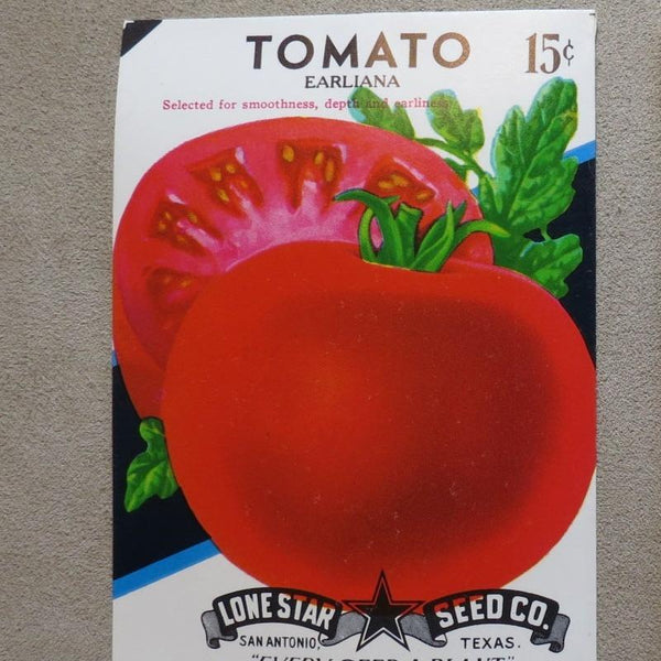 Garden Collectibles: Vintage Seed Package Tomato Earliana (No Seeds - Collectible Pack Only)